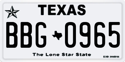 TX license plate BBG0965