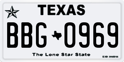 TX license plate BBG0969