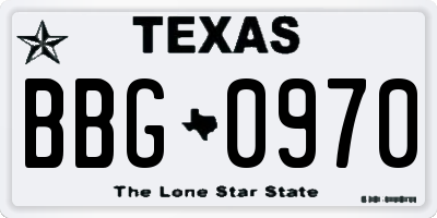 TX license plate BBG0970
