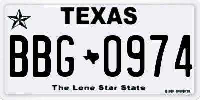TX license plate BBG0974