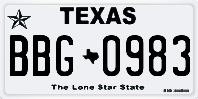TX license plate BBG0983