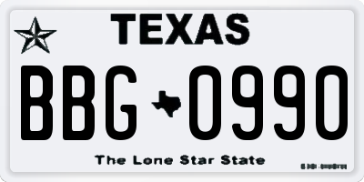 TX license plate BBG0990