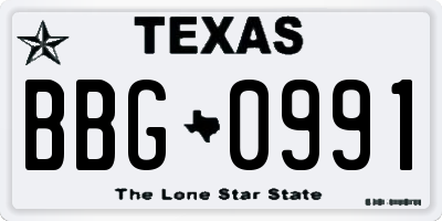 TX license plate BBG0991