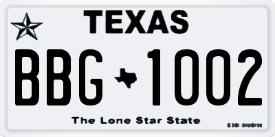 TX license plate BBG1002