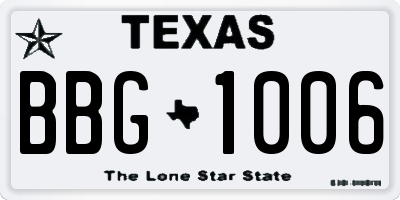 TX license plate BBG1006