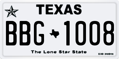 TX license plate BBG1008