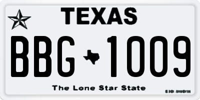 TX license plate BBG1009