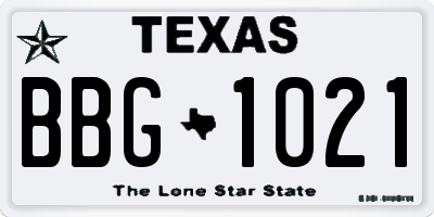 TX license plate BBG1021