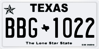TX license plate BBG1022