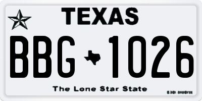 TX license plate BBG1026