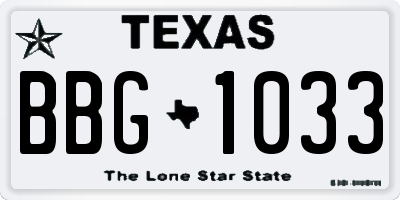 TX license plate BBG1033