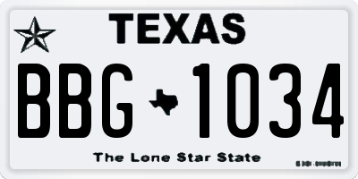 TX license plate BBG1034