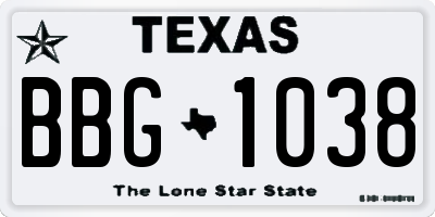 TX license plate BBG1038