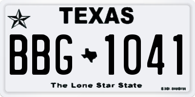 TX license plate BBG1041