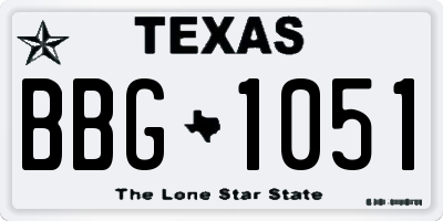 TX license plate BBG1051