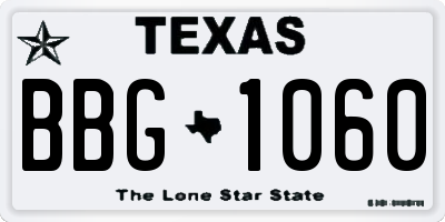 TX license plate BBG1060
