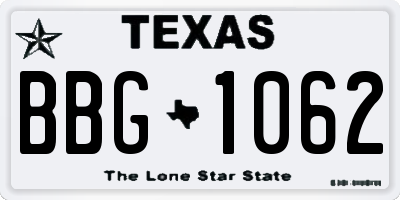 TX license plate BBG1062