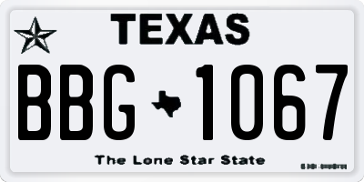 TX license plate BBG1067
