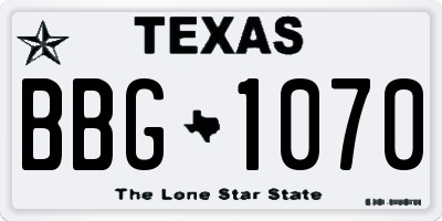 TX license plate BBG1070