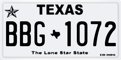 TX license plate BBG1072