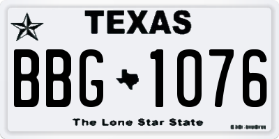 TX license plate BBG1076