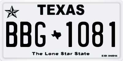 TX license plate BBG1081