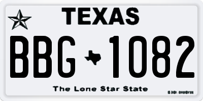 TX license plate BBG1082
