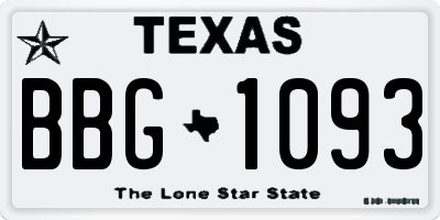 TX license plate BBG1093
