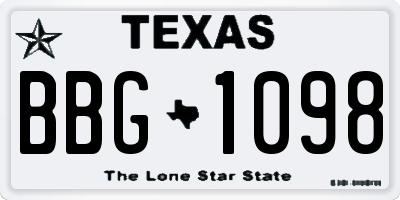 TX license plate BBG1098
