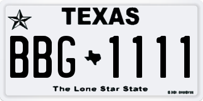 TX license plate BBG1111