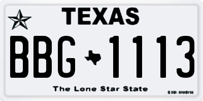 TX license plate BBG1113