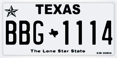 TX license plate BBG1114
