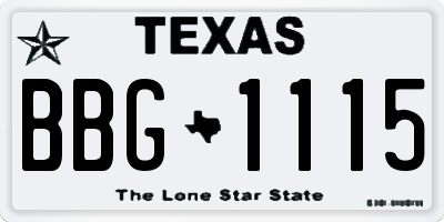 TX license plate BBG1115