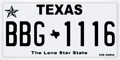TX license plate BBG1116