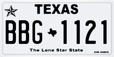 TX license plate BBG1121