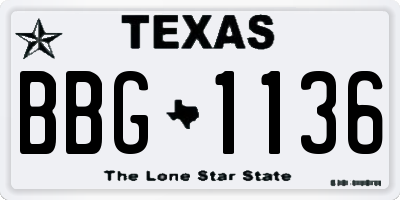 TX license plate BBG1136