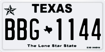 TX license plate BBG1144