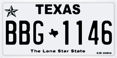 TX license plate BBG1146