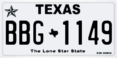 TX license plate BBG1149