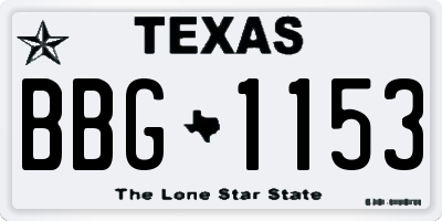 TX license plate BBG1153