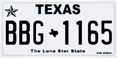TX license plate BBG1165
