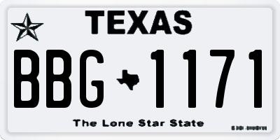 TX license plate BBG1171