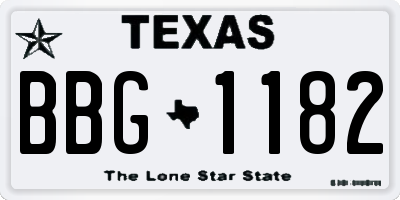 TX license plate BBG1182