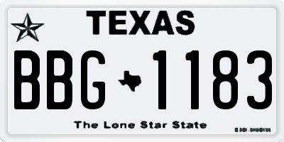 TX license plate BBG1183