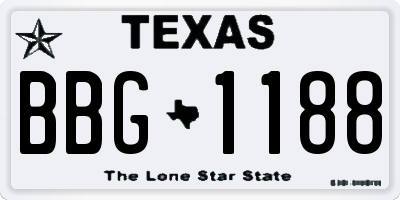 TX license plate BBG1188
