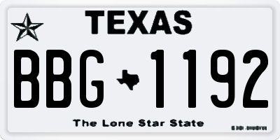 TX license plate BBG1192