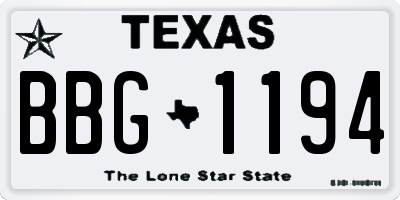 TX license plate BBG1194