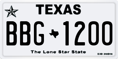 TX license plate BBG1200