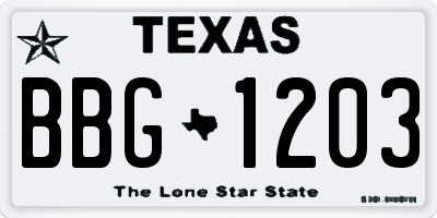 TX license plate BBG1203