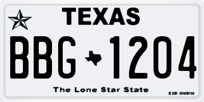 TX license plate BBG1204
